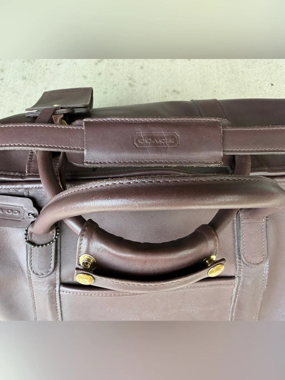 Rare Vintage Coach Leather Weekender Duffle Bag 0502 - Brown